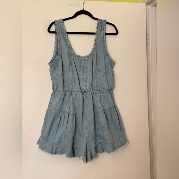 Free people soft denim romper - Picture 6 of 9